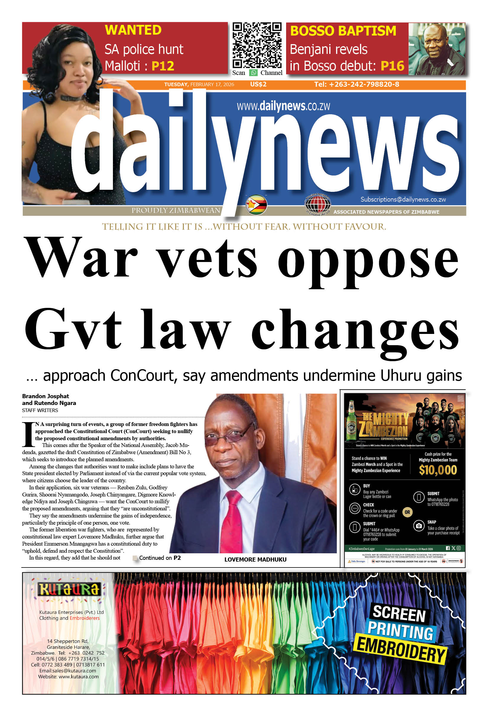 Tuesday 17 February 2026